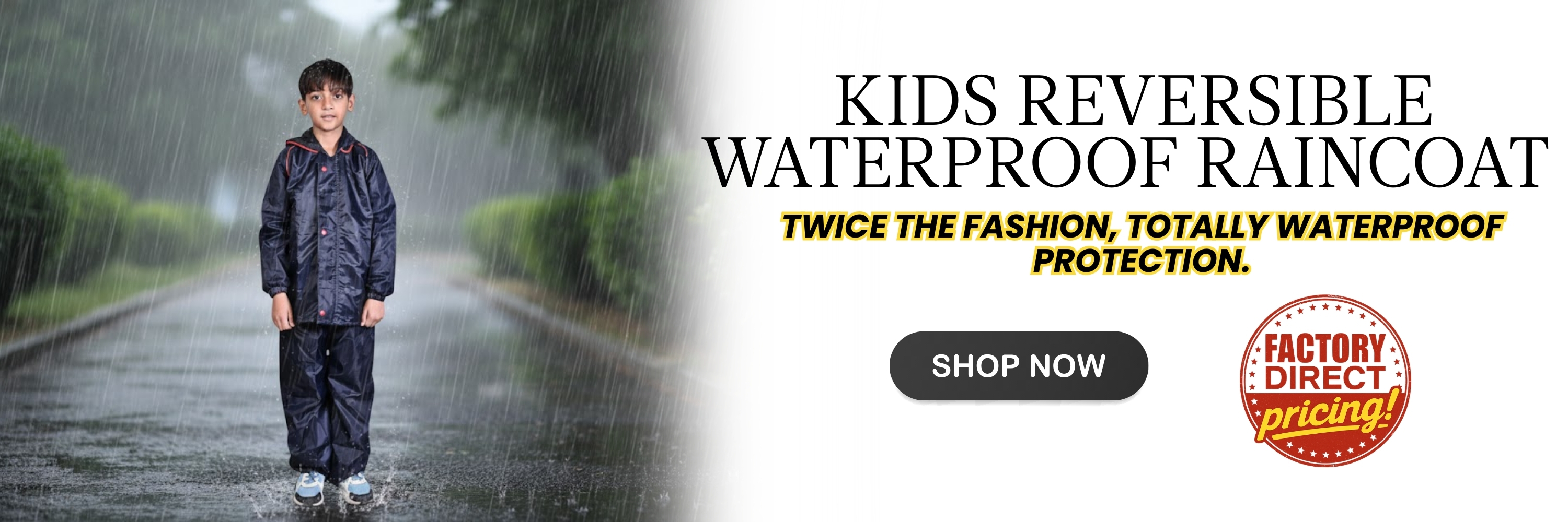 Reversible Kids Raincoat – Lightweight Waterproof Rainwear