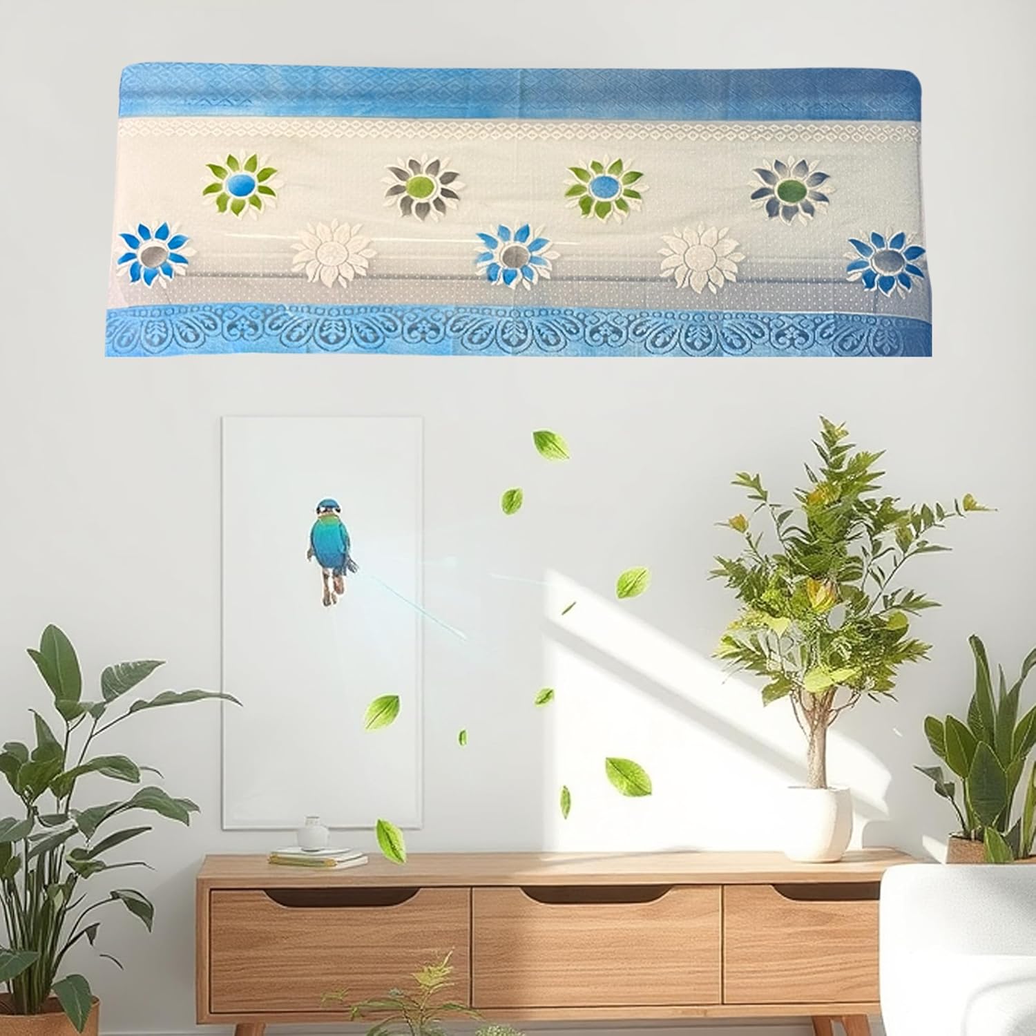 Cotton Net Split AC Cover for Indoor Unit with Breathable Dust Protection