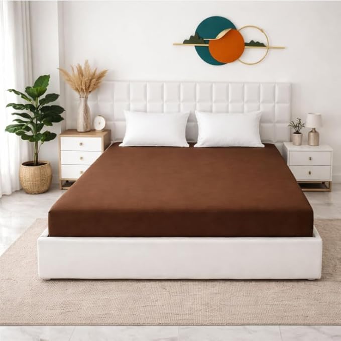 Waterproof Lycra Stretchable Mattress Protector for King Size Double Bed with Elastic Strap, Soft and Hypoallergenic