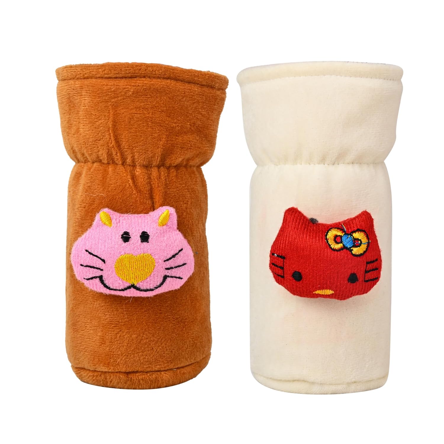 Stretchable Baby Feeding Bottle Covers | Soft Plush Tote Bag Style | Pack of 2 (60-125 ml)