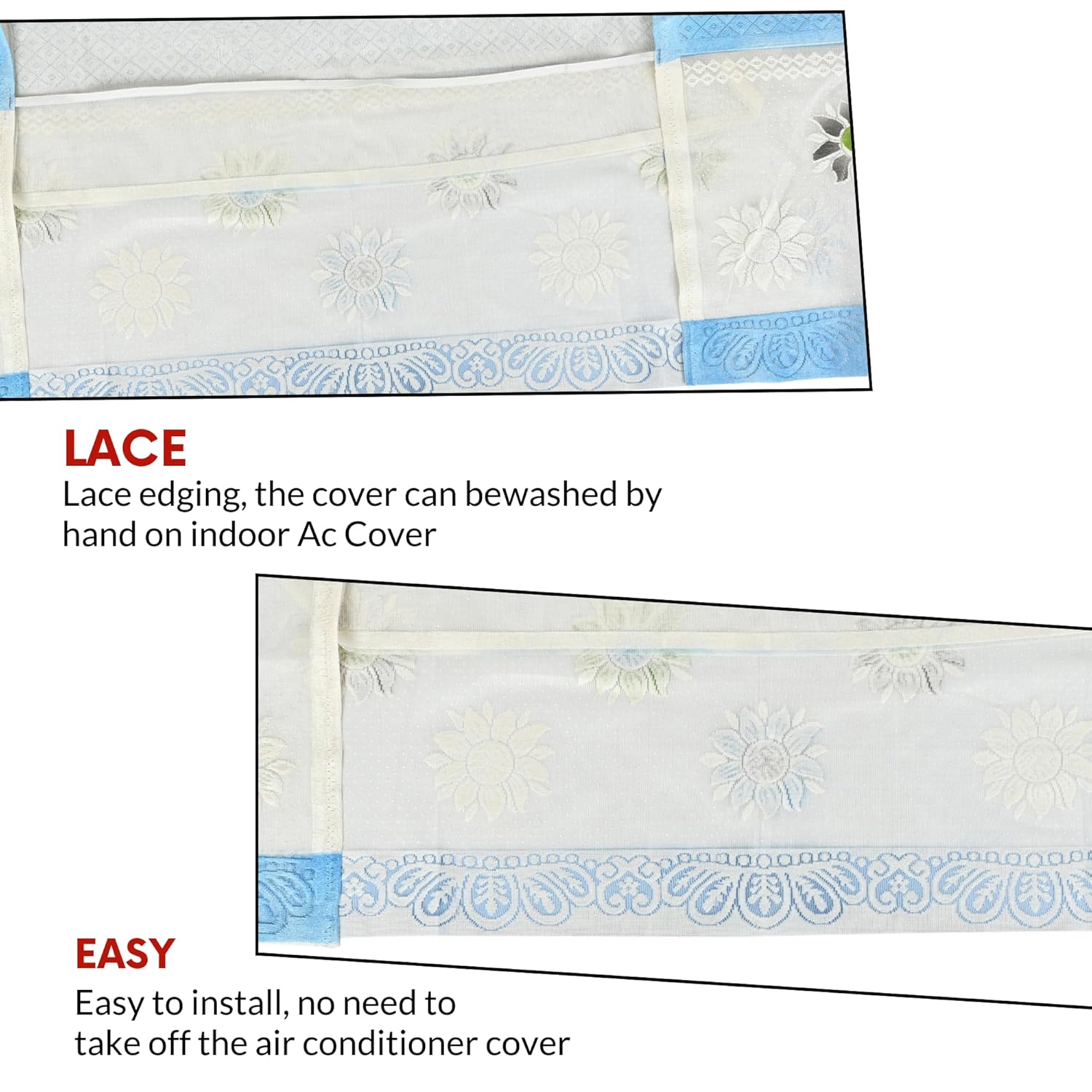Cotton Net Split AC Cover for Indoor Unit with Breathable Dust Protection