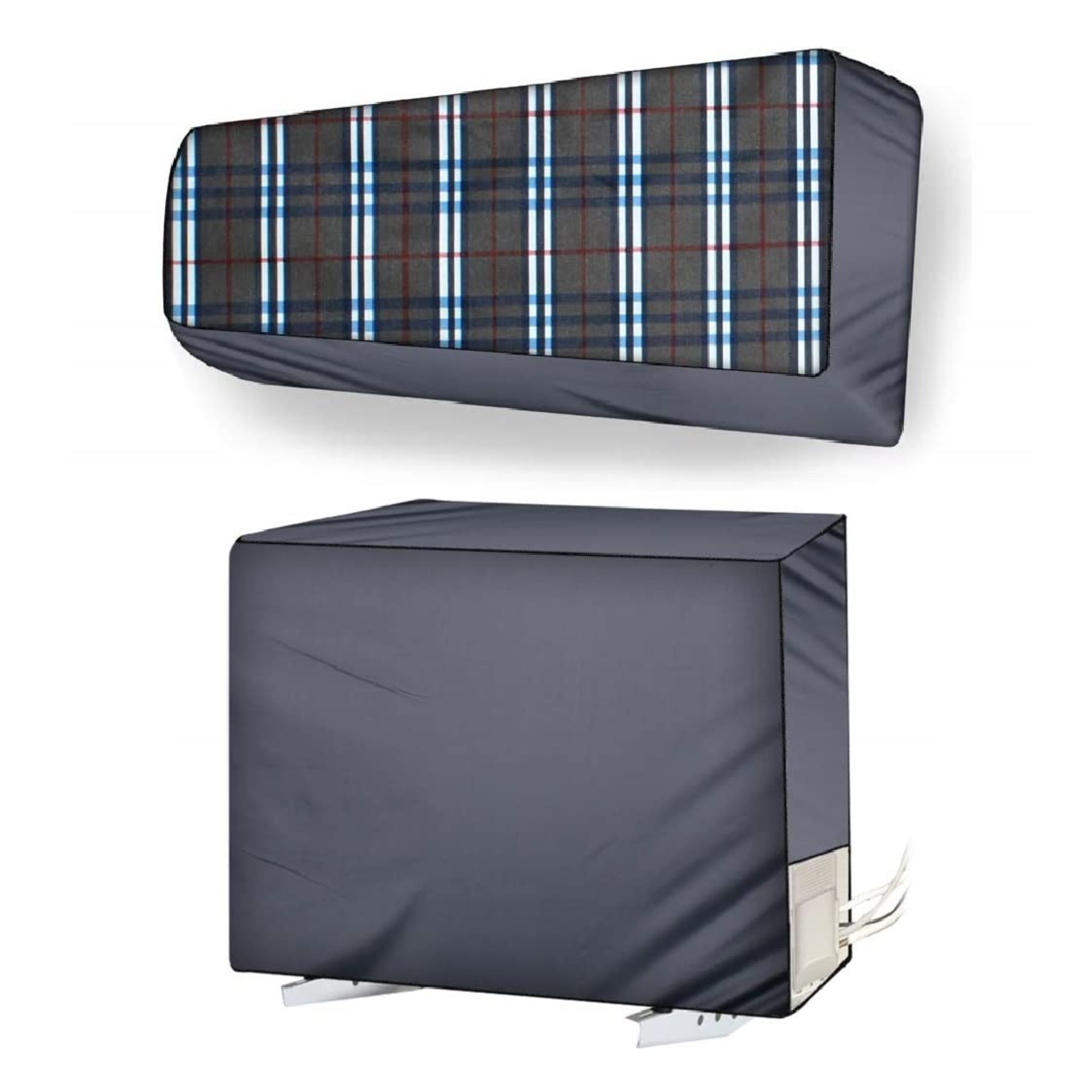 AC COVER SET	 Grey Blue Check_1.5 Ton 