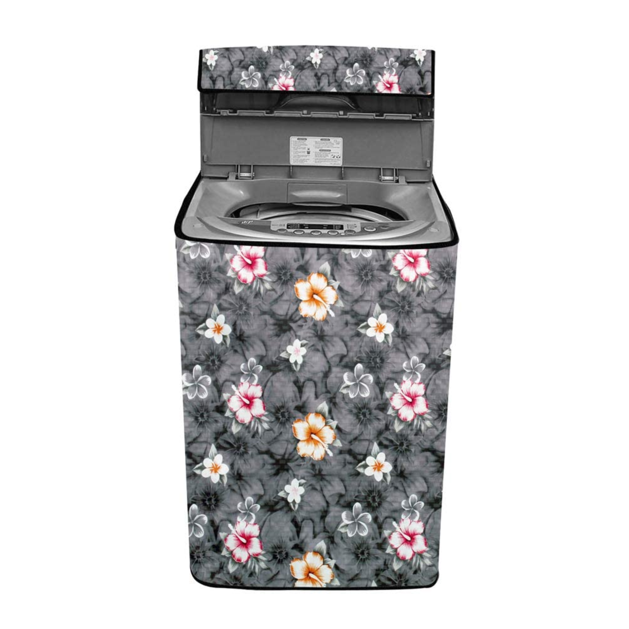TOP LOAD WASHING MACHINE COVER Grey Flower_PANASONIC-6KG-NA-F60LFIHRB 