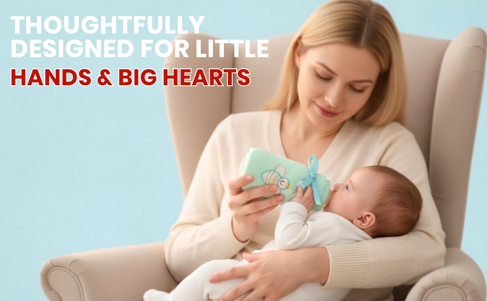 embroidered cotton baby feeding bottle cover set