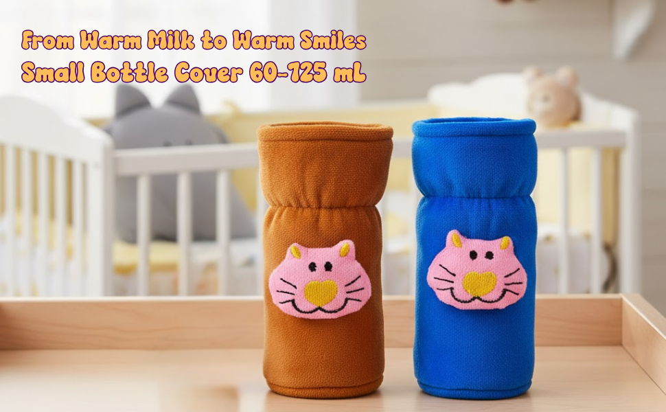 Stretchable Baby Feeding Bottle Covers | Soft Plush Tote Bag Style (Pack of 2)