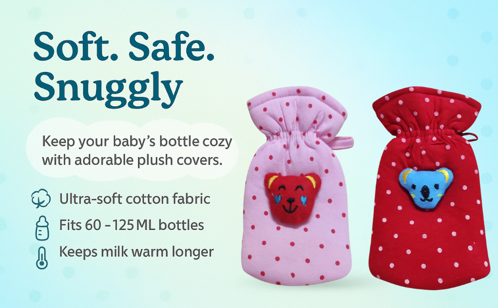 Soft Cotton Baby Feeding Bottle Cover (Pack of 2)
