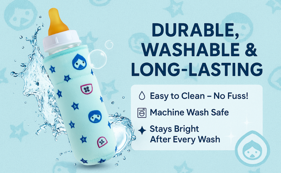 Star Print Stretchable Baby Feeding Bottle Cover with Strap