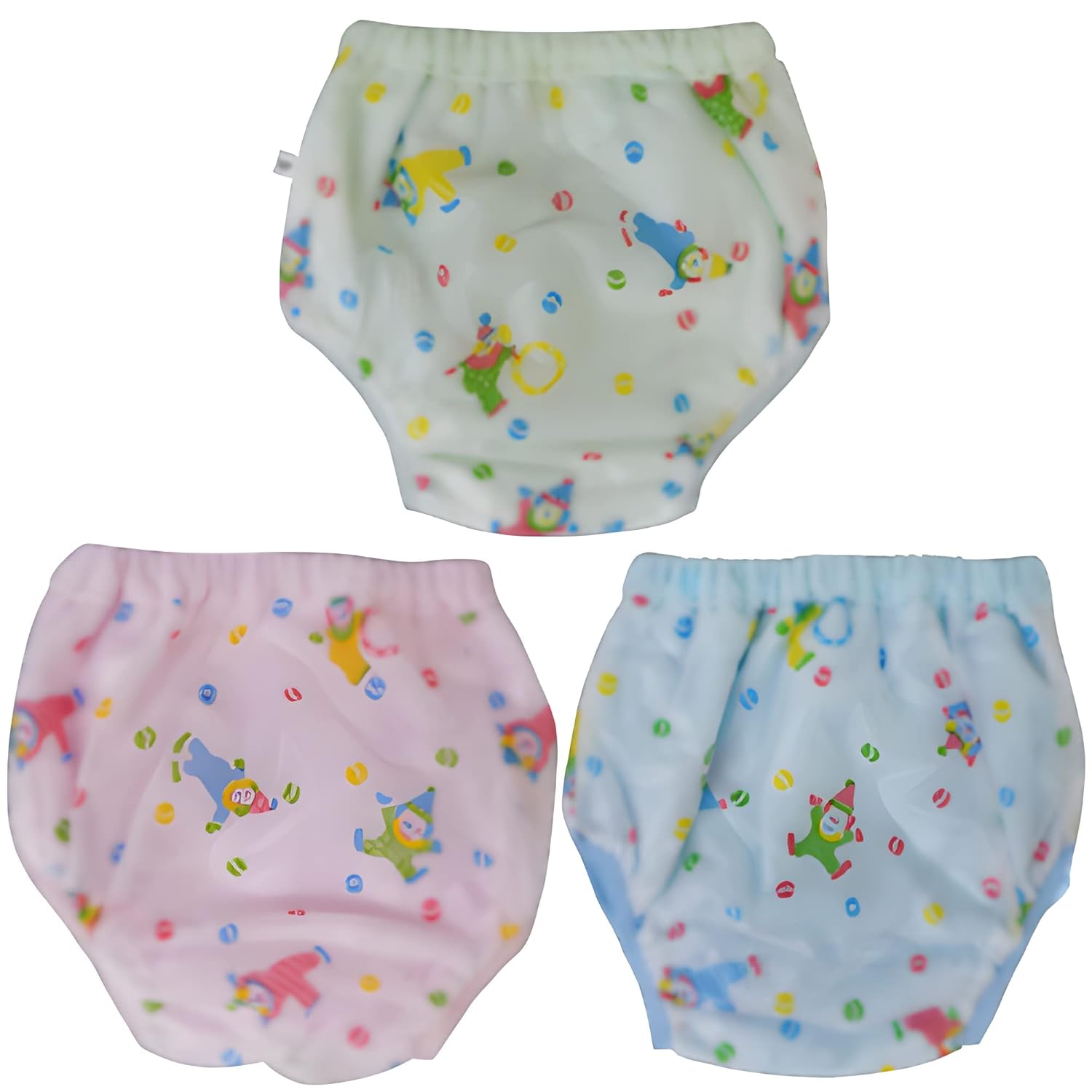 Baby Panties Soft PVC Plastic Potty Training Pants with Inner Cotton Lining Washable Reusable