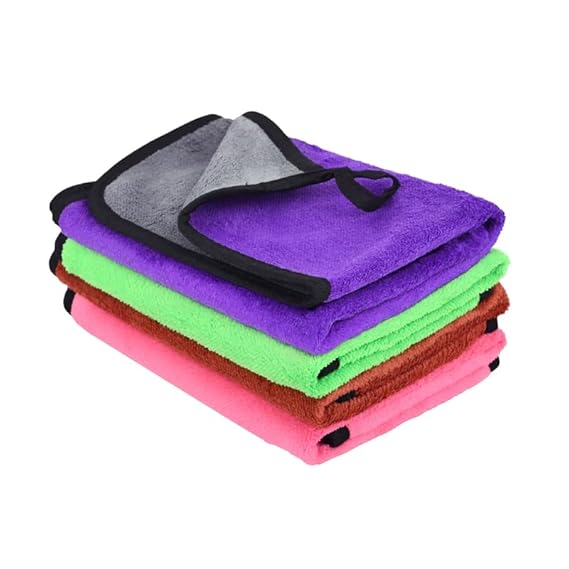 Microfiber Cleaning Cloth 500 GSM Pack of 4 (22x22 cm) Extra Thick Scratch Free Towel for Car Kitchen and Glass