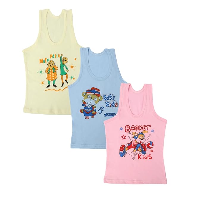 Soft Printed Sleeveless Baby Vest Innerwear Sando Baniyan for Boys Multicolor Summer Wear