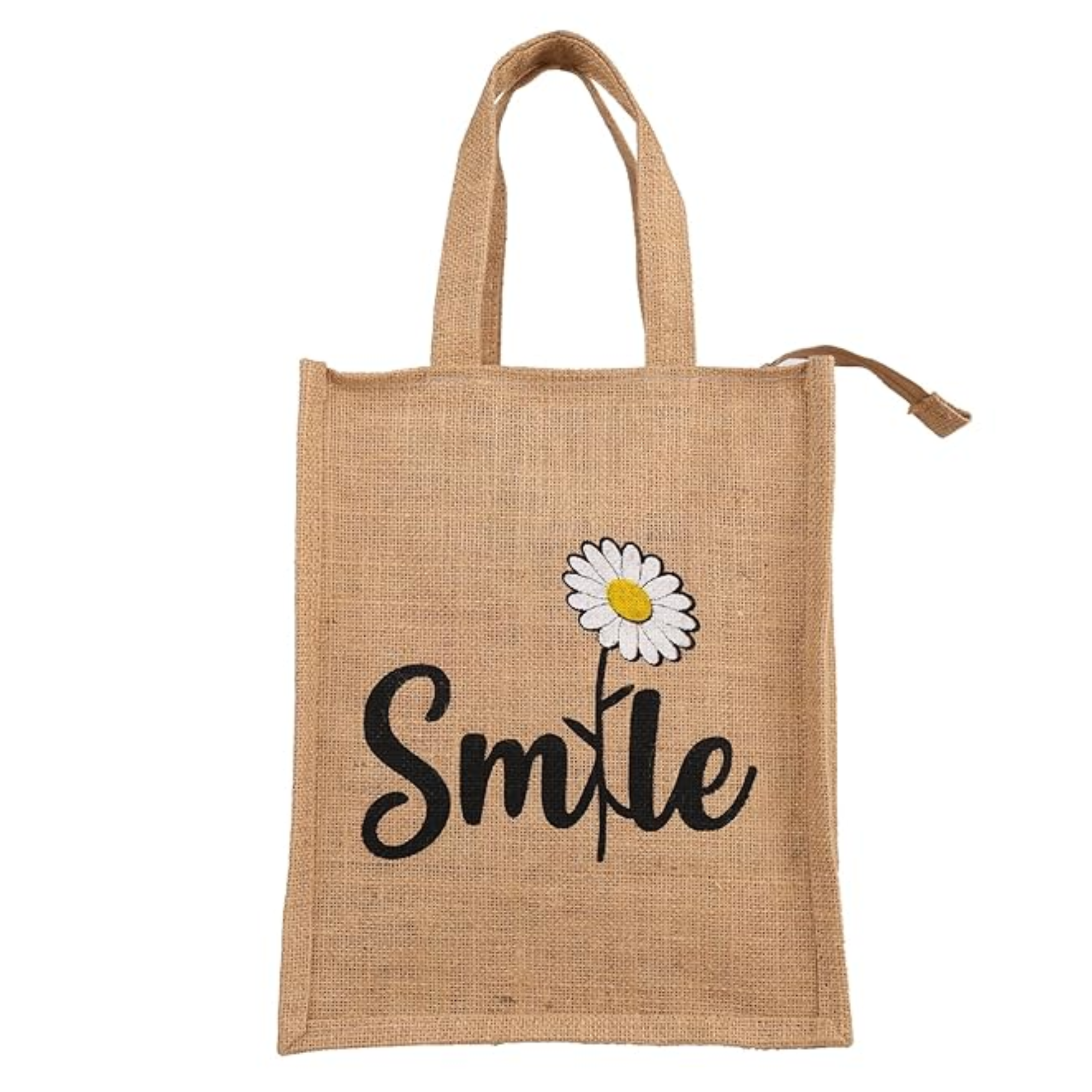 Reusable Jute Lunch Tote with Zip Closure for Office, School and College Meal Carry Bag