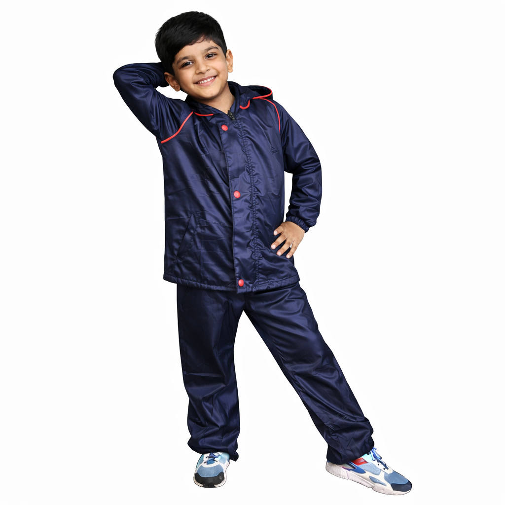 Reversible Kids Raincoat with Waterproof Hood and Reflective Strip for Boys and Girls