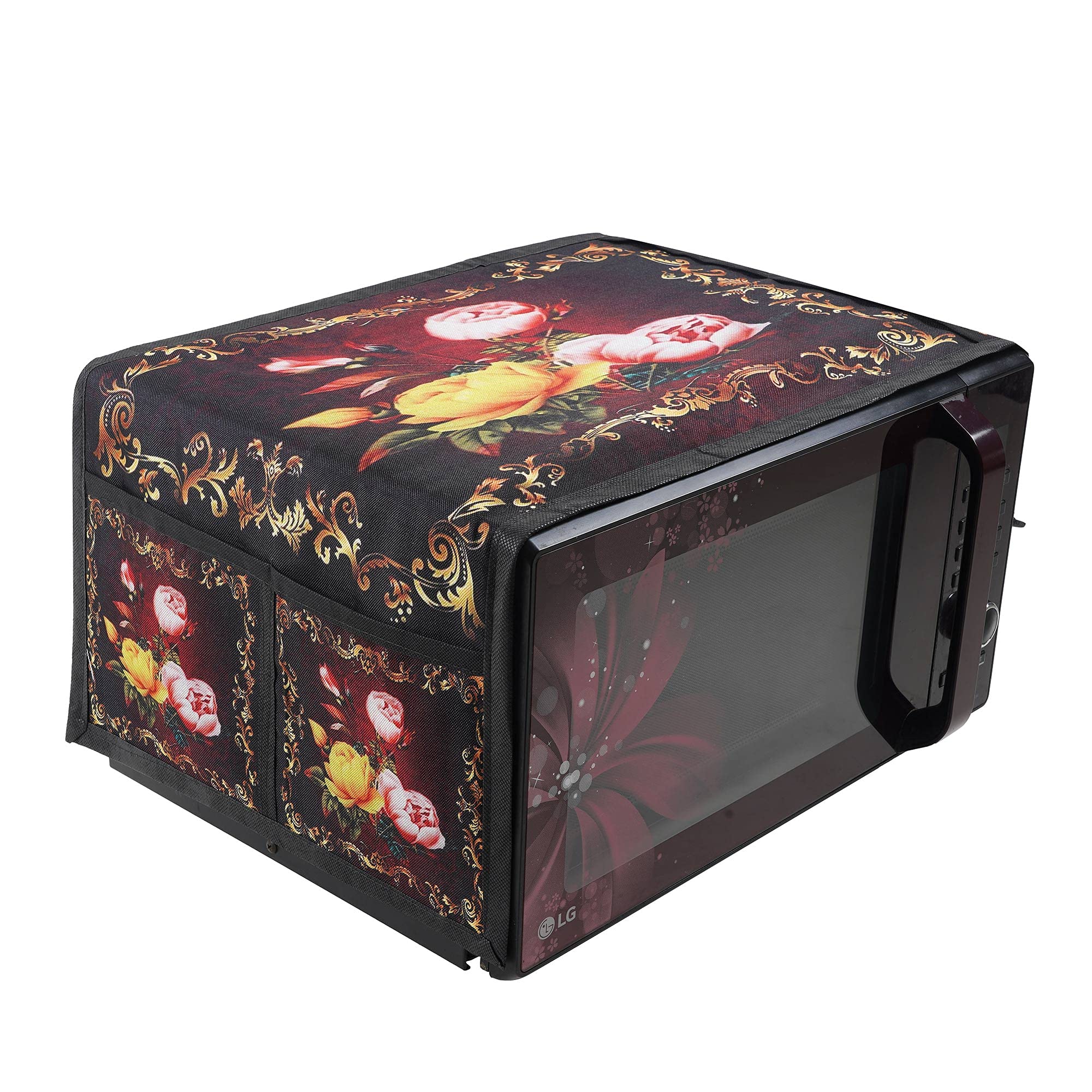Digital Printed Microwave Oven Top Cover with 4 Utility Pockets Dustproof and Water Resistant Protector
