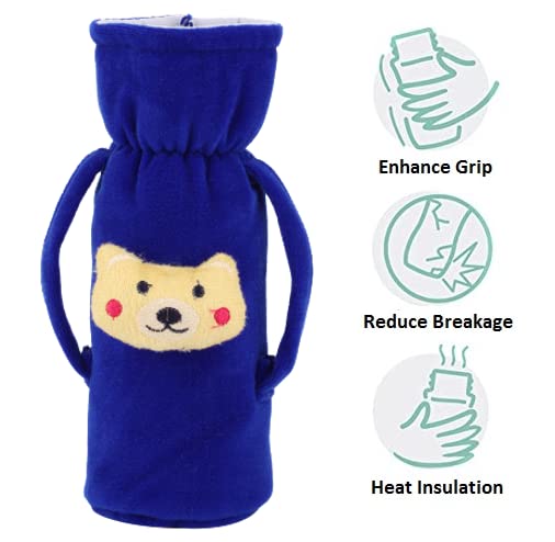 Soft Plush Stretchable Baby Feeding Bottle Cover with Easy Hold Strap (125 ML–250 ML)