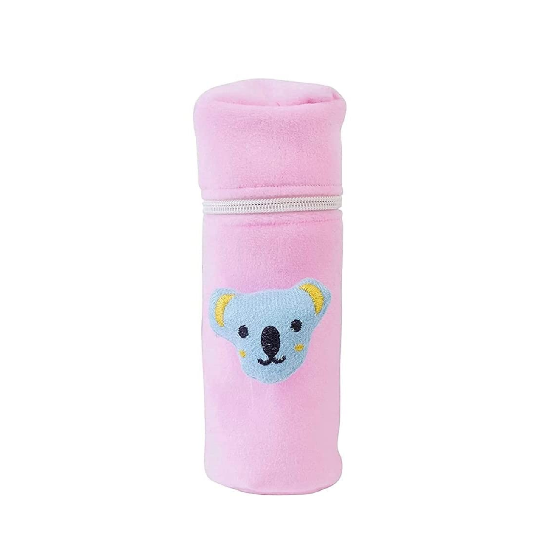 Stretch Fit Plush Baby Feeding Bottle Cover with Secure Zip Closure
