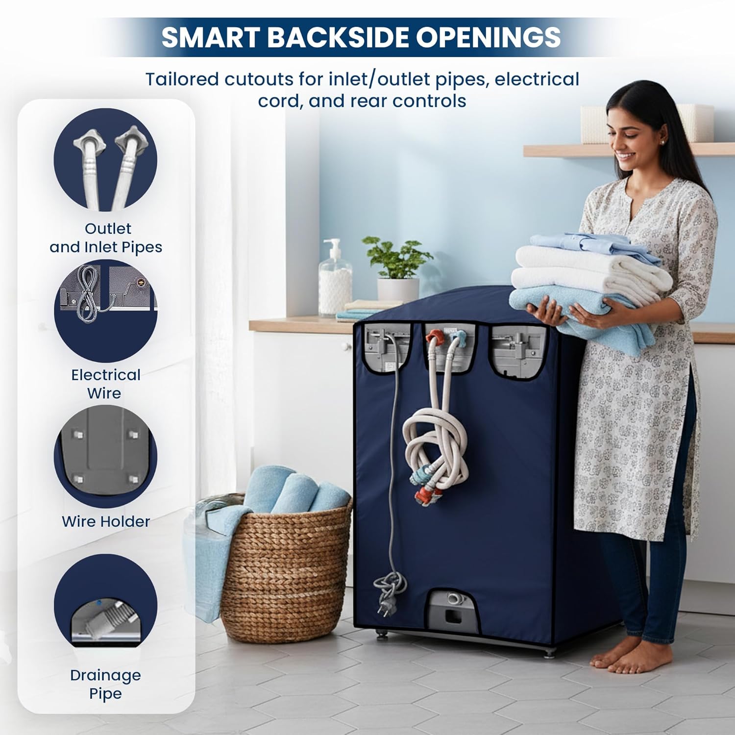 Matty Fabric Top Load Washing Machine Cover (Waterproof, Dustproof, Durable Protection)