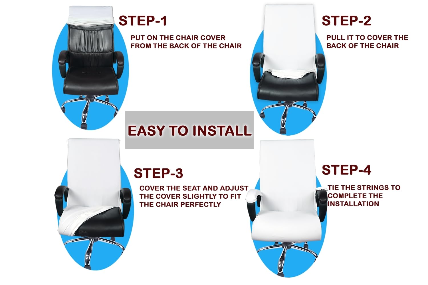 Executive Boss Chair Cover with Armrest Covers and Seater Office Chair Protector Set