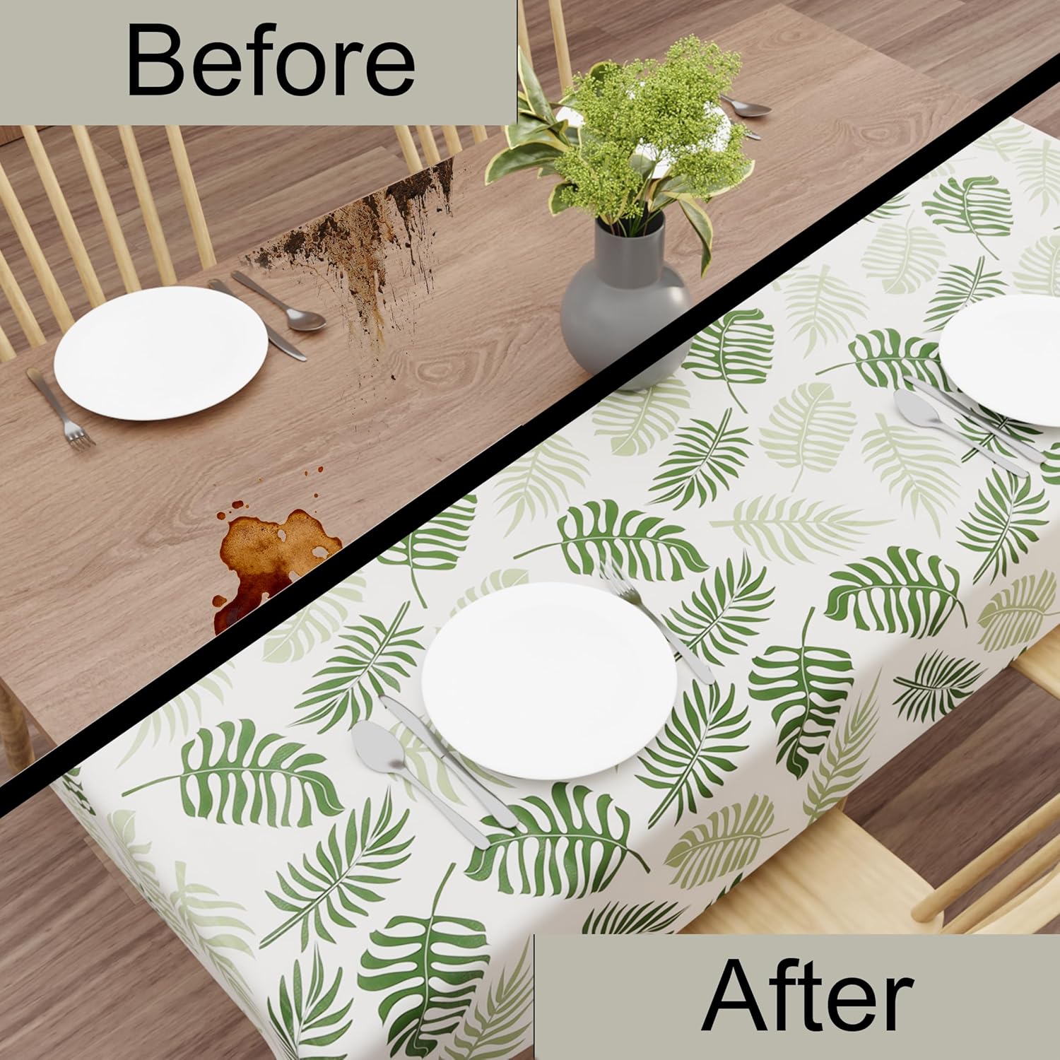 Premium Waterproof PVC Rectangular Table Cover for Dining, Kitchen and Office Use