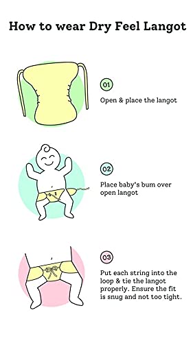 Breathable Cotton Baby Cloth Diaper with Soft Padding and Adjustable Tie-Up Langot for Infants