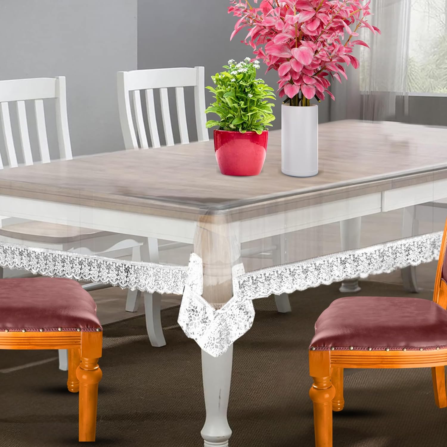 Water Resistant PVC Rectangular Table Protector for Home Dining and Kitchen Tables