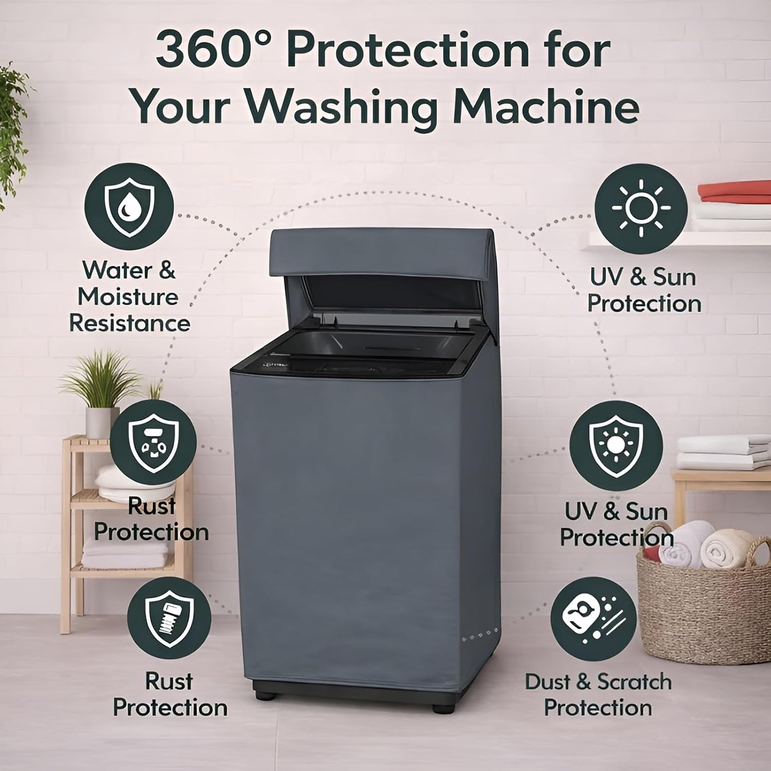 Matty Cloth Protective Cover for Top Load Washing Machine Use