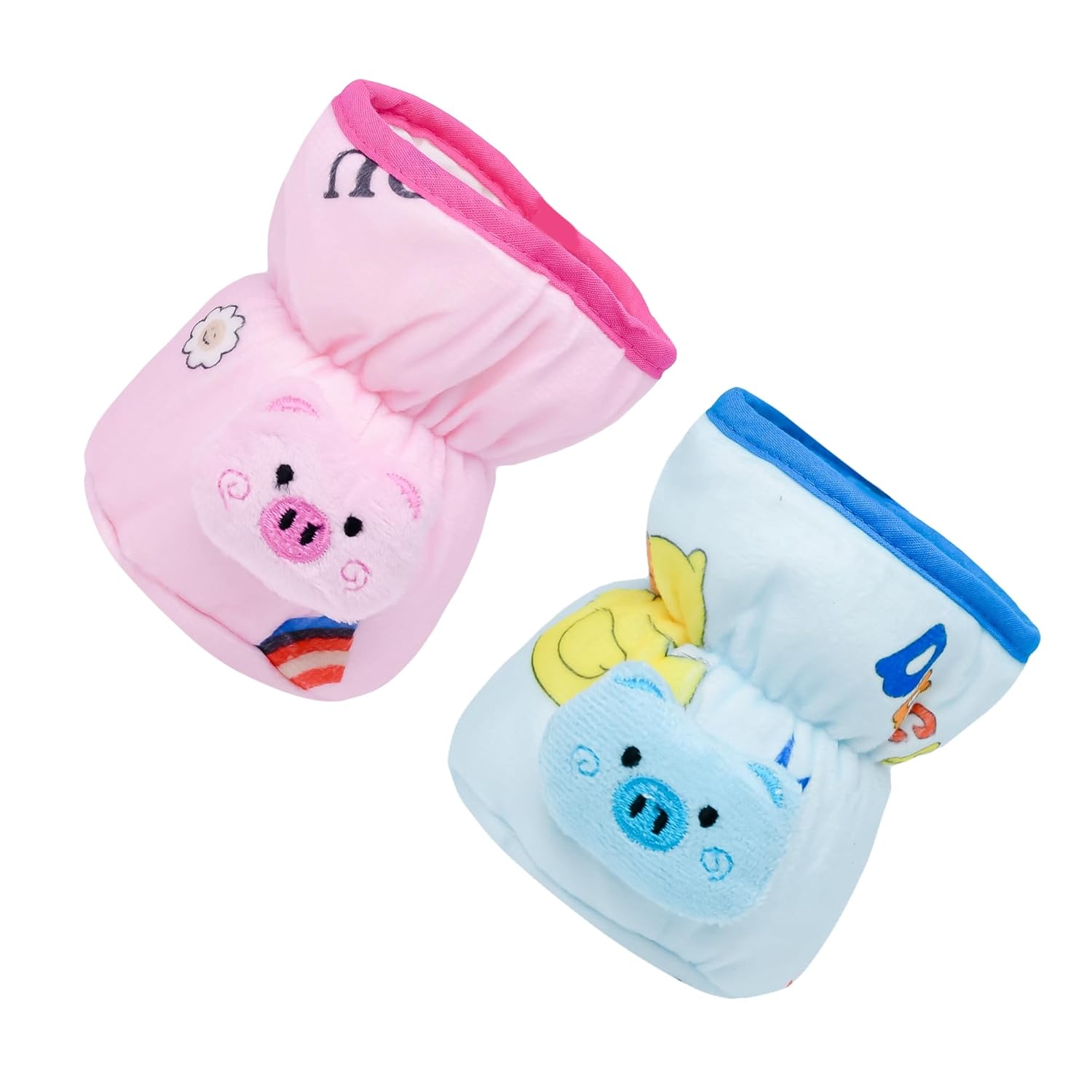 Soft Plush Stretchable Baby Feeding Bottle Cover with Easy Hold Strap | Pack of 2