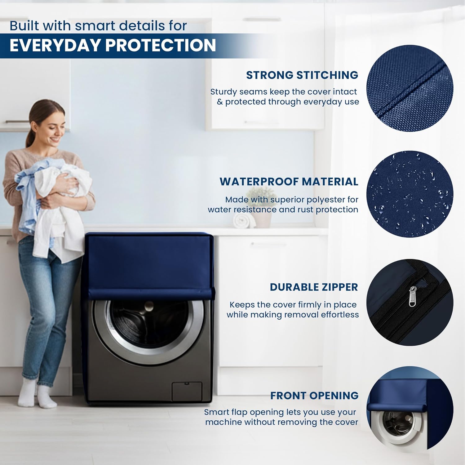 Front Load Matty Fabric Washing Machine Cover for Dust and Water Protection