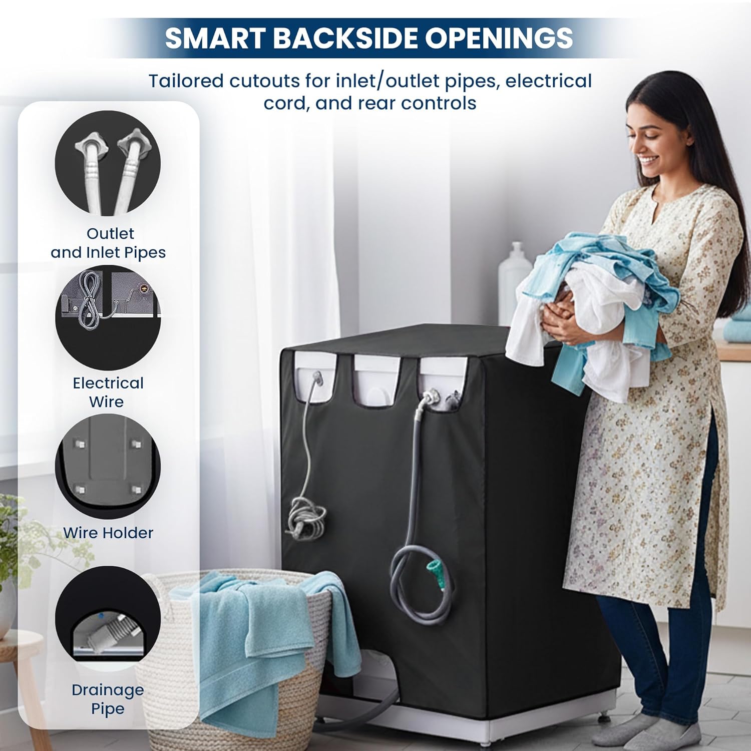 Matty Fabric Front Load Washing Machine Cover for Daily Appliance Protection