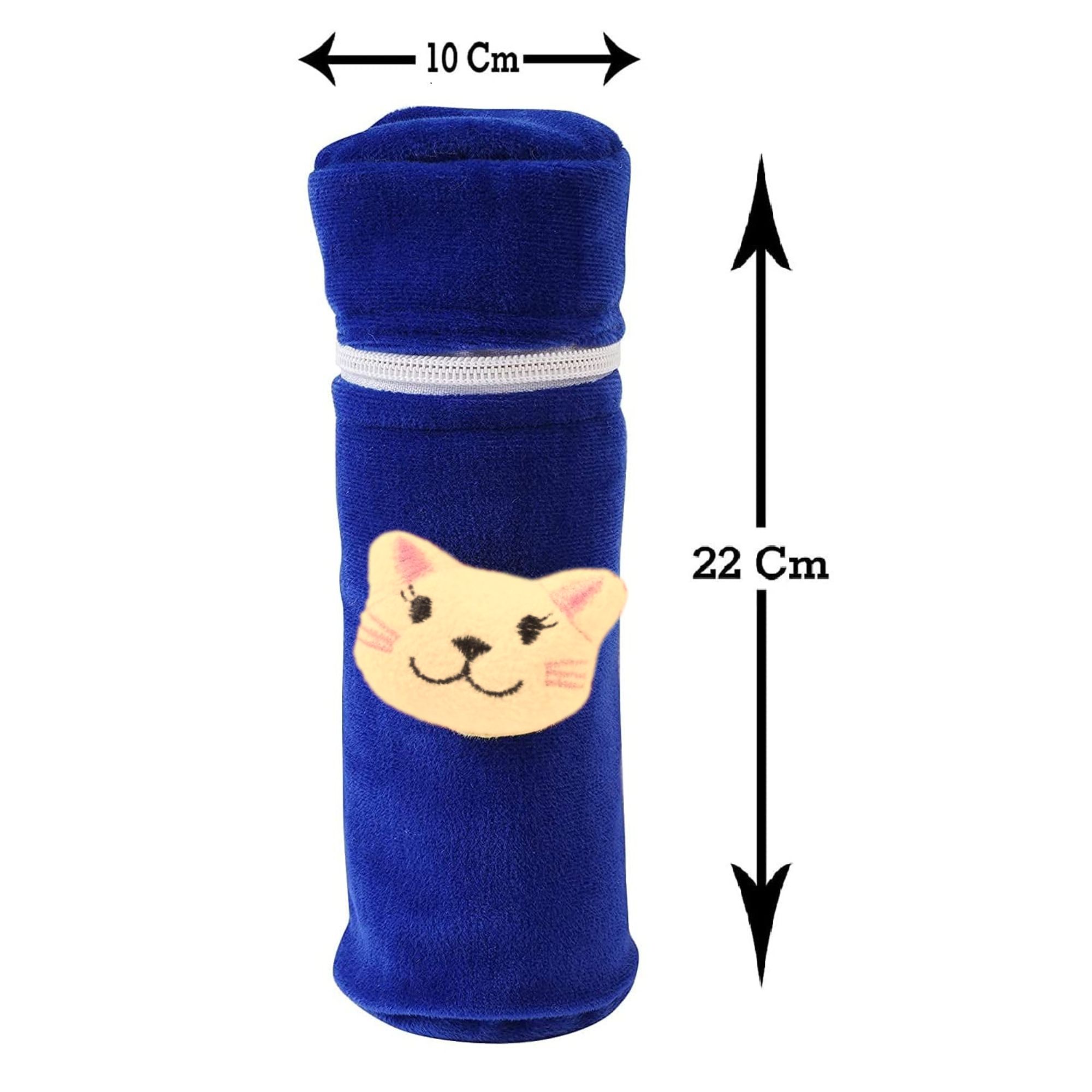 Soft Plush Stretchable Baby Feeding Bottle Cover with Cartoon Design, Strap and Zip (130–250 ml)