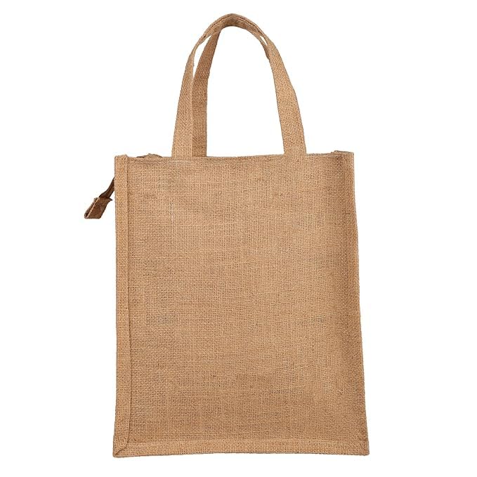 Eco Jute Lunch Carrier with Zipper for Office, School and College Reusable Tiffin Bag