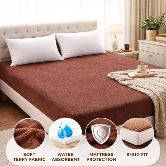 King Bed Mattress Protector 78x72 Inch Waterproof – Smooth Terry Fabric Cover with Airflow Support and Elastic Grip Anti Allergen Mattress Guard