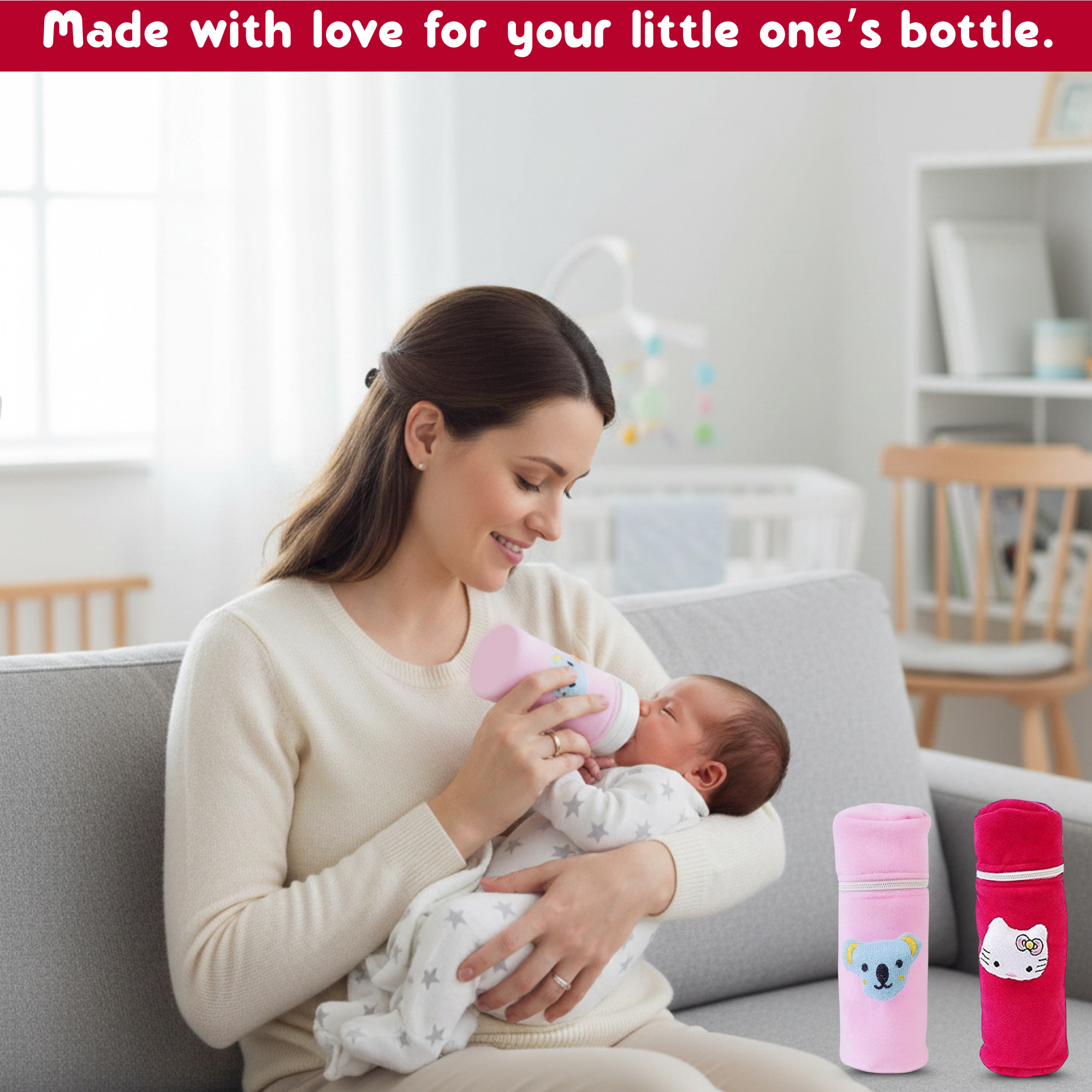 Soft Plush Stretchable Baby Bottle Cover