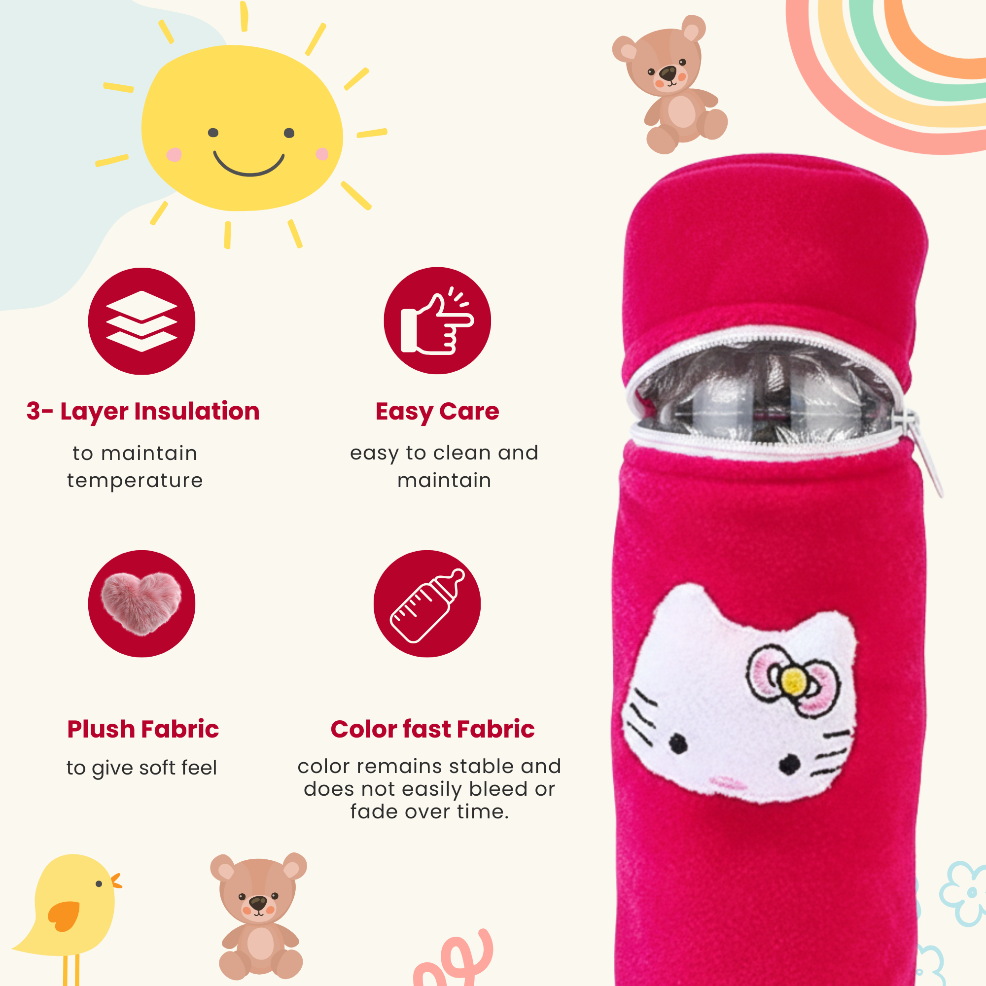 Soft Plush Stretchable Baby Bottle Cover