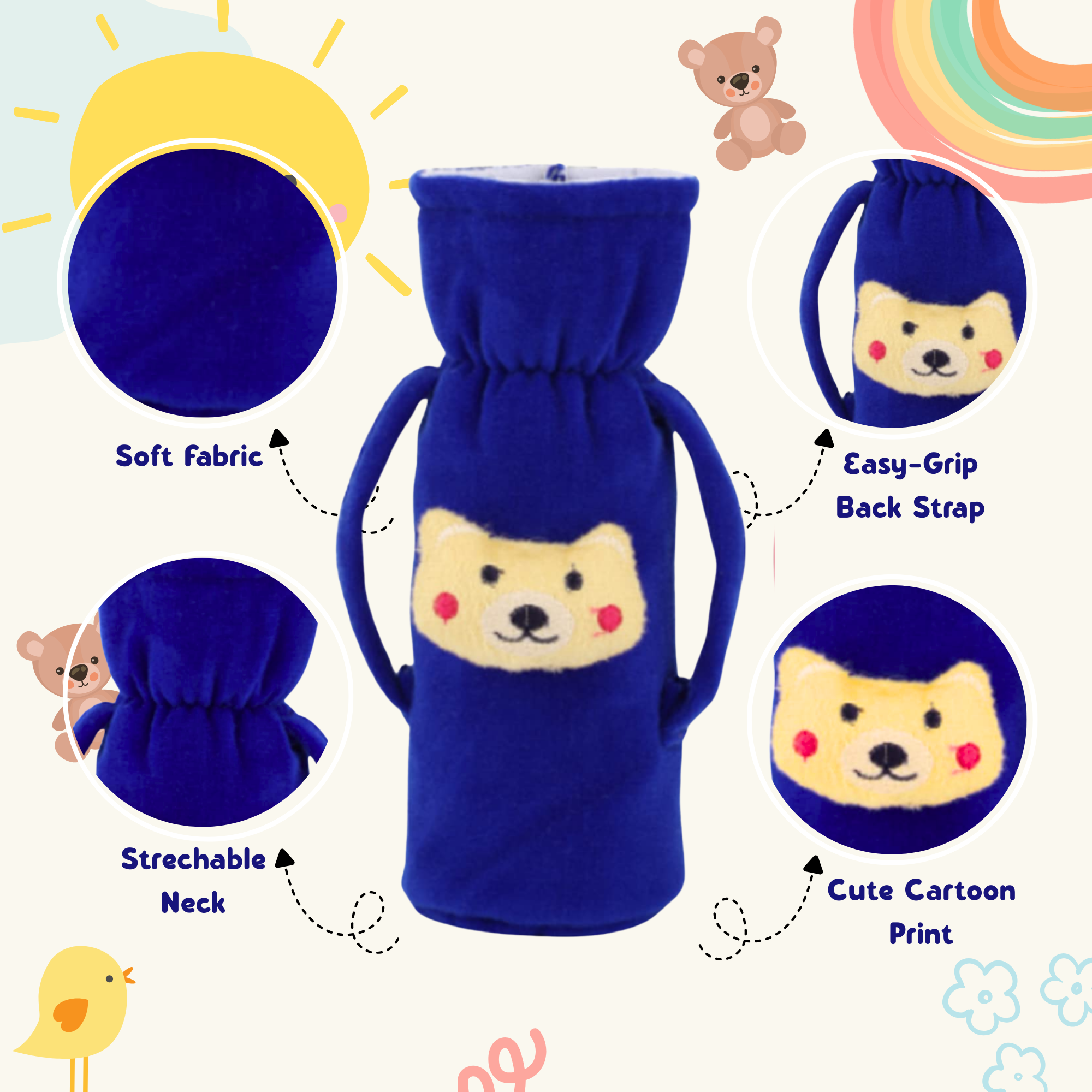 Soft Plush Baby Bottle Cover with Zipper