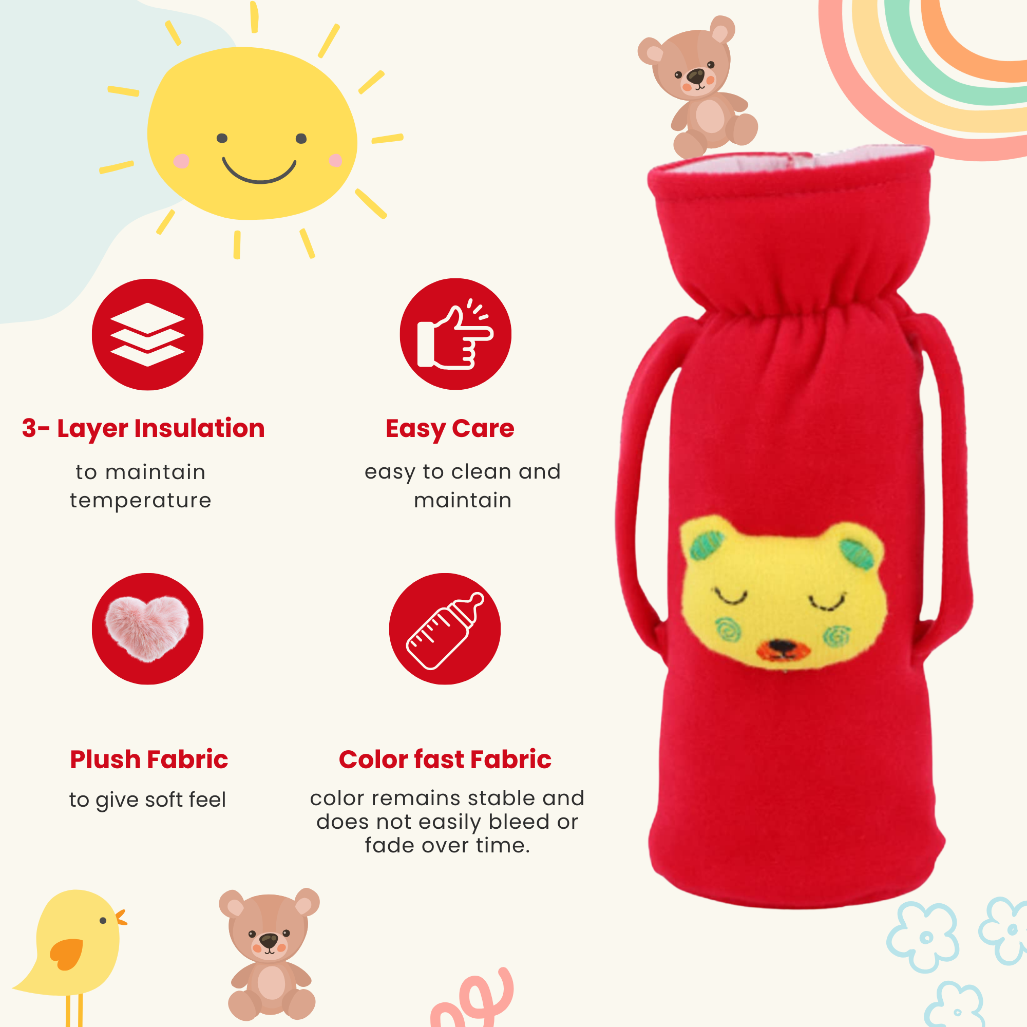 Cozy Insulated Baby Milk Bottle Sleeve with Secure Zipper (Stretch Fit Protective Cover)