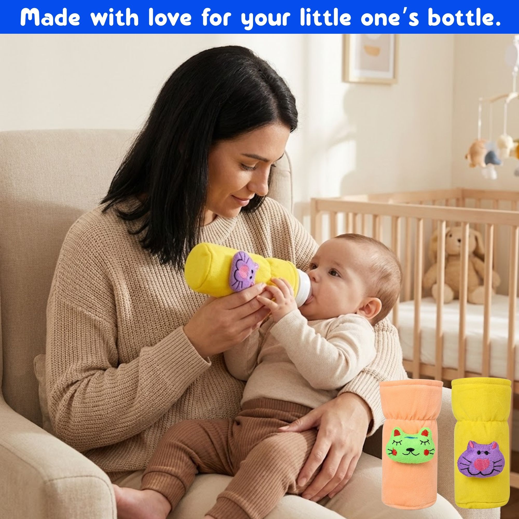 Cozy Fabric Baby Feeding Bottle Cover for Temperature Care and Hygiene