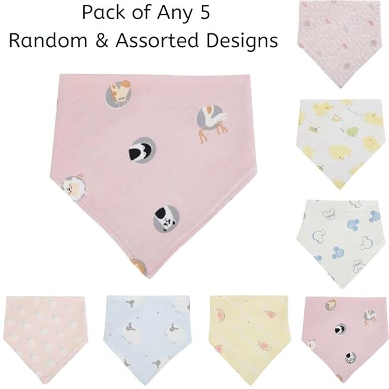Premium Baby Feeding Bibs in Soft Cotton Bandana Style with Adjustable Buttons for Infants