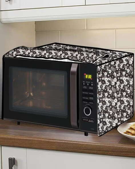 Full Closure Microwave Oven Cover with Attractive Prints | Waterproof and Dustproof Microwave Protector