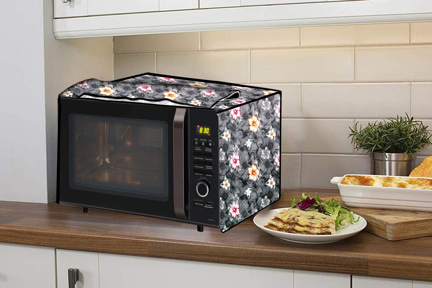 Microwave Oven Cover Full Closure Waterproof and Dustproof | Digital Print Kitchen Microwave Cover