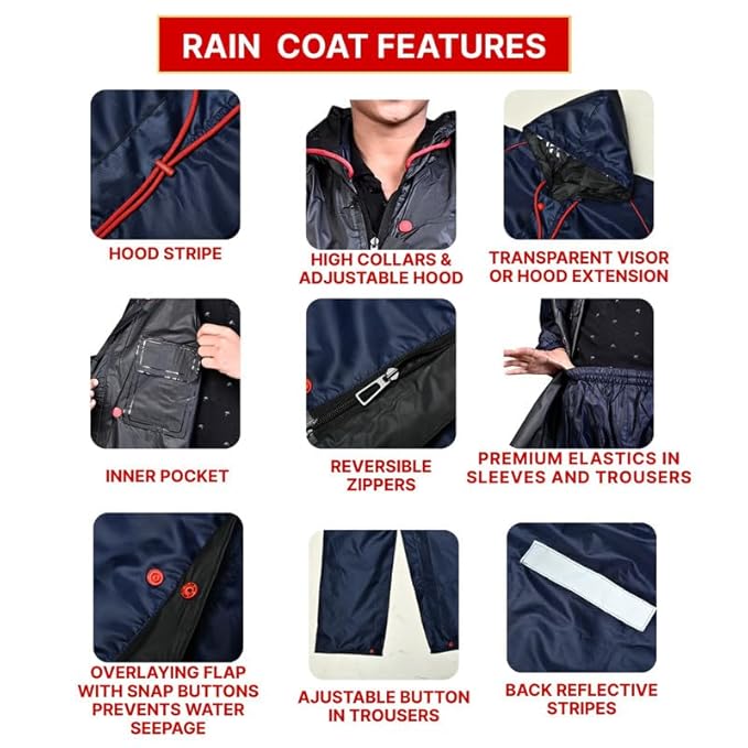 Kids Reversible Waterproof Rain Jacket with Hood and Reflective Detail for Boys and Girls