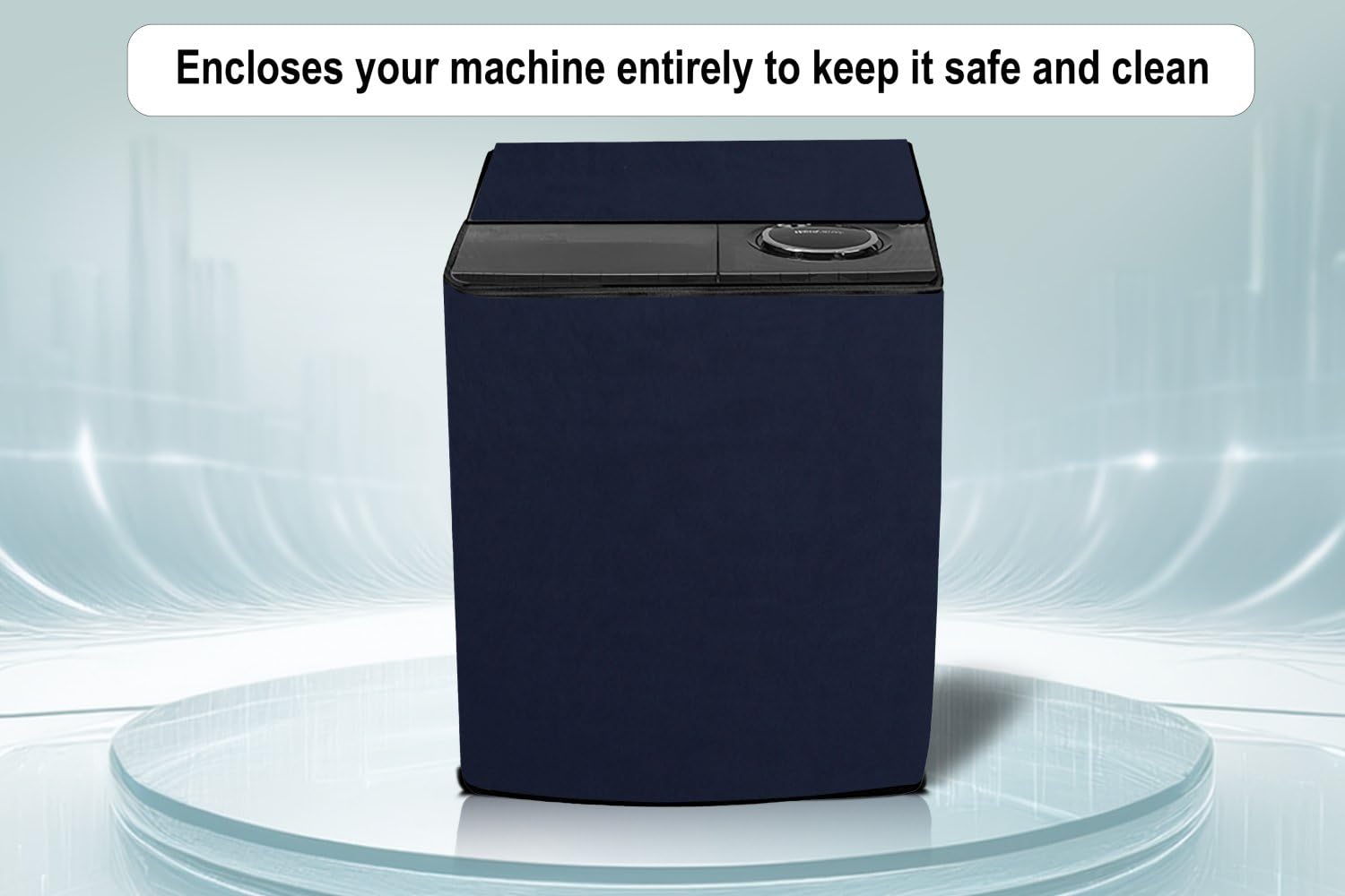 Blue Matty Fabric Semi Automatic Washing Machine Top Load Cover Waterproof Anti Dust Durable