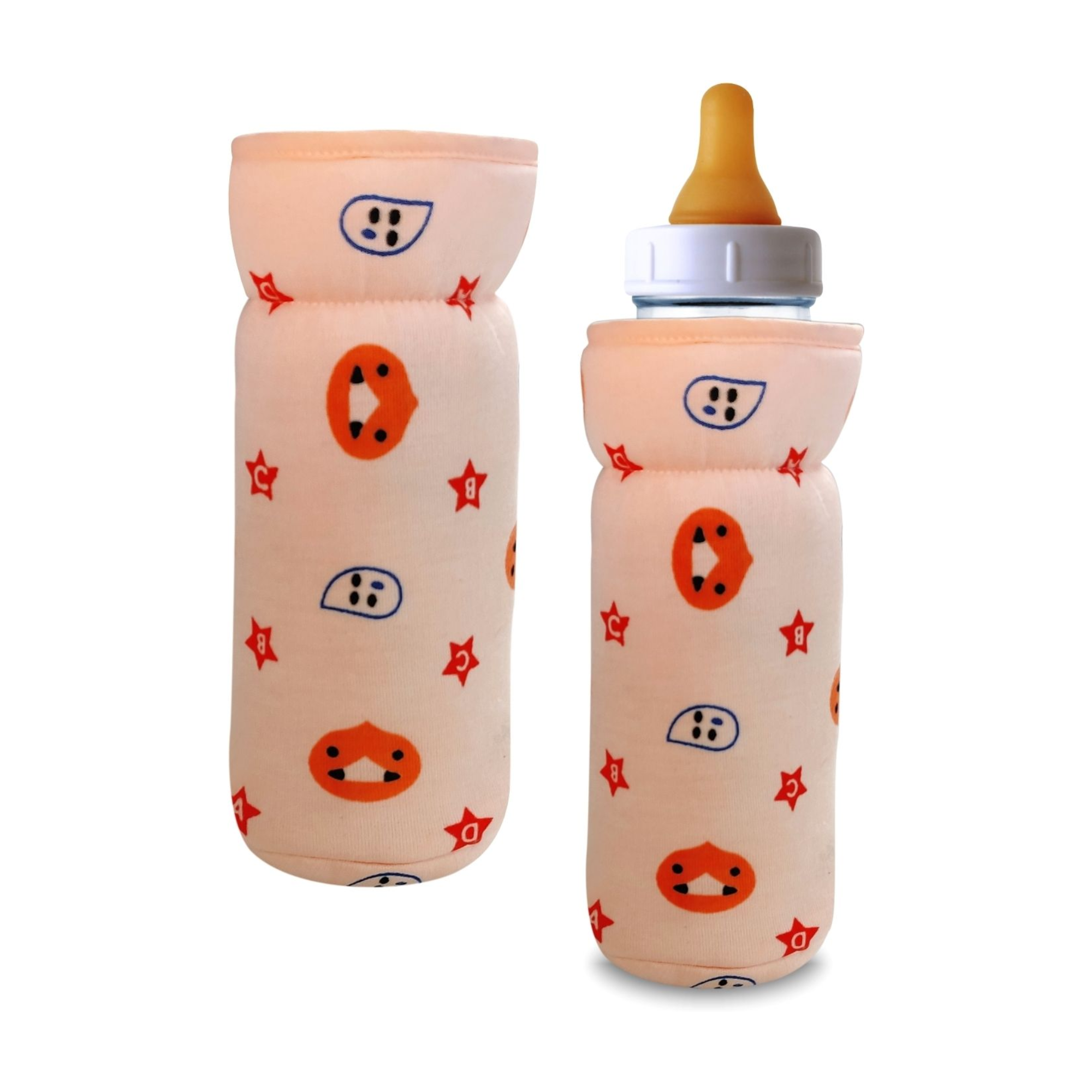 Star Print Baby Feeding Bottle Cover Orange 