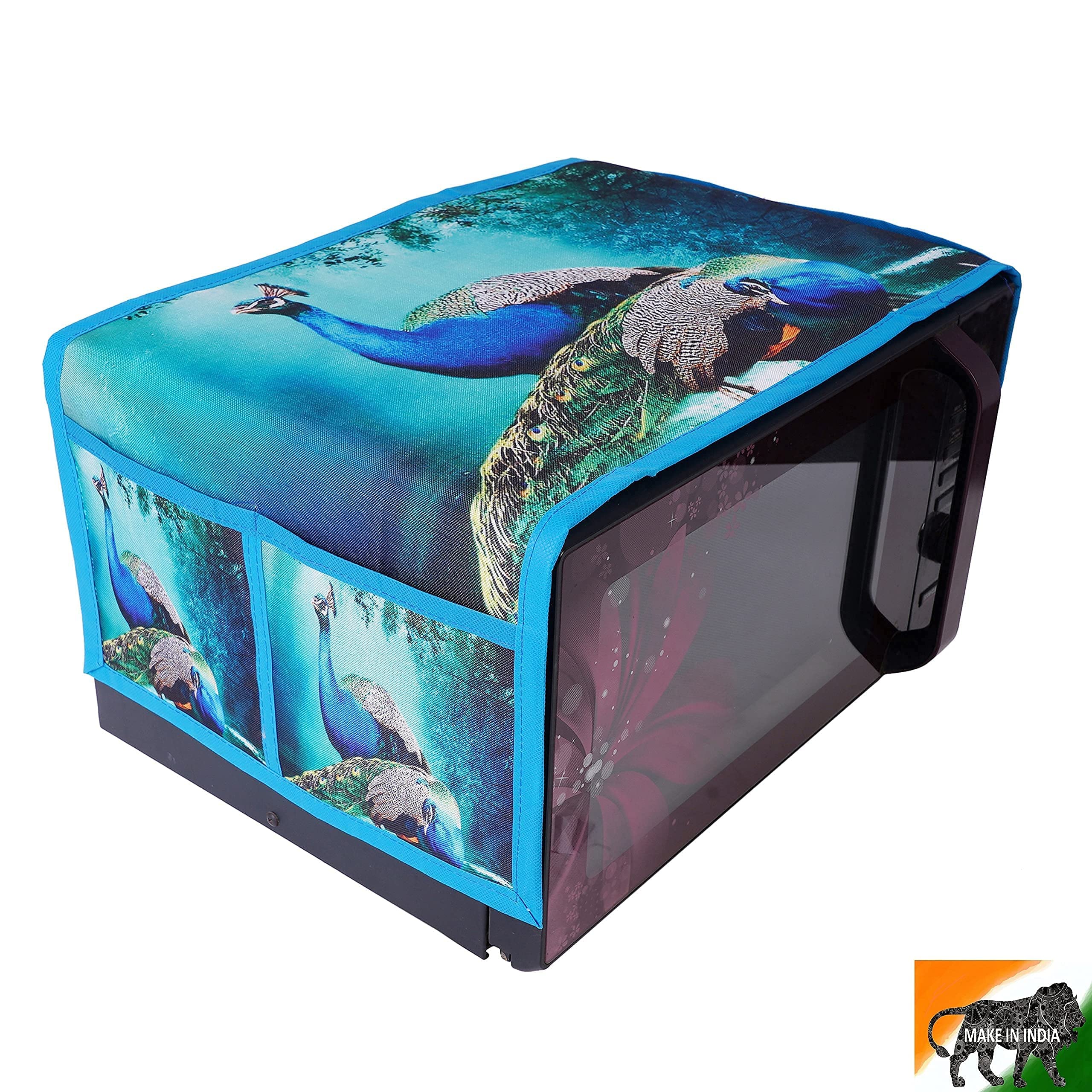 Jute Microwave Oven Top Cover Peacock 