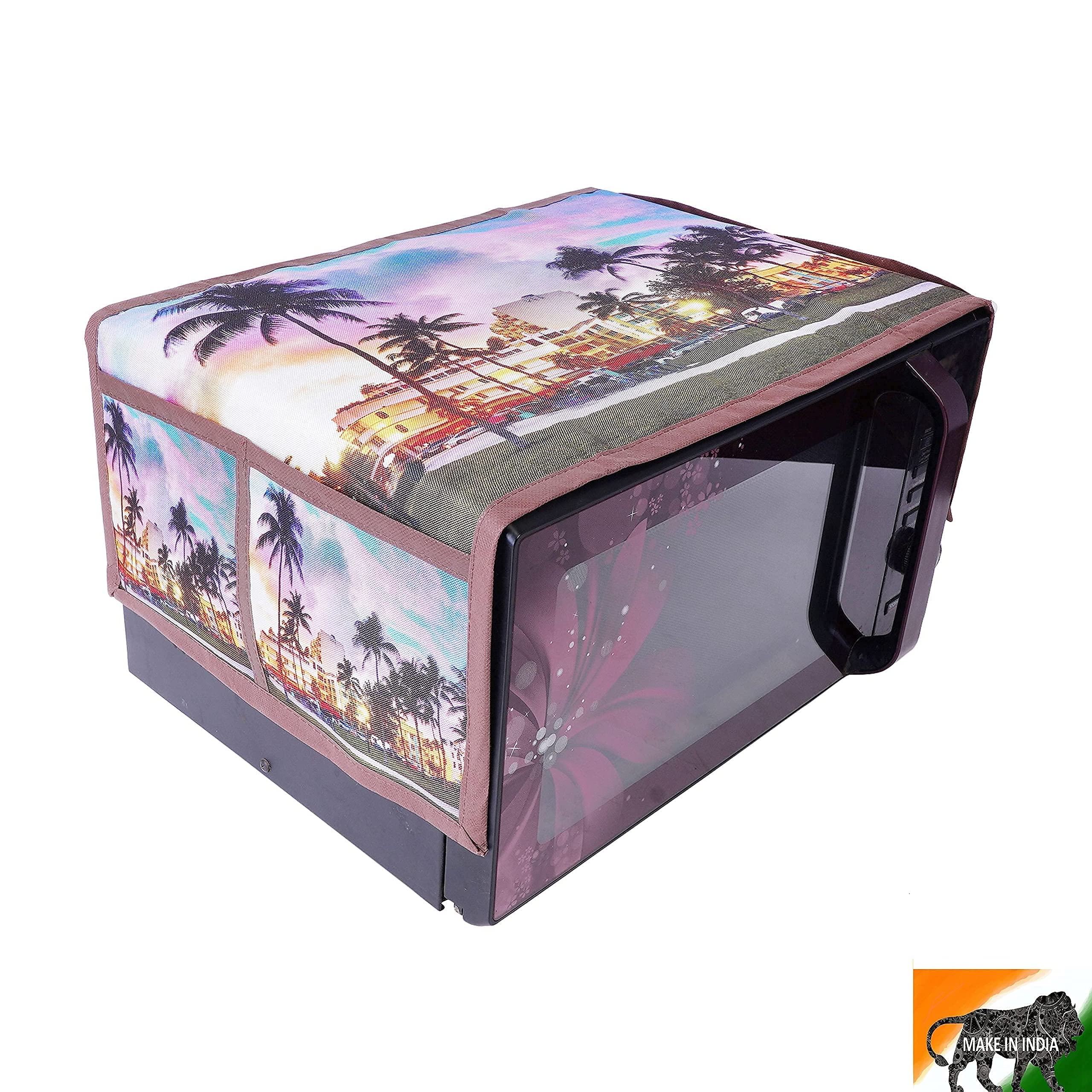 Jute Microwave Oven Top Cover Palm Tree 