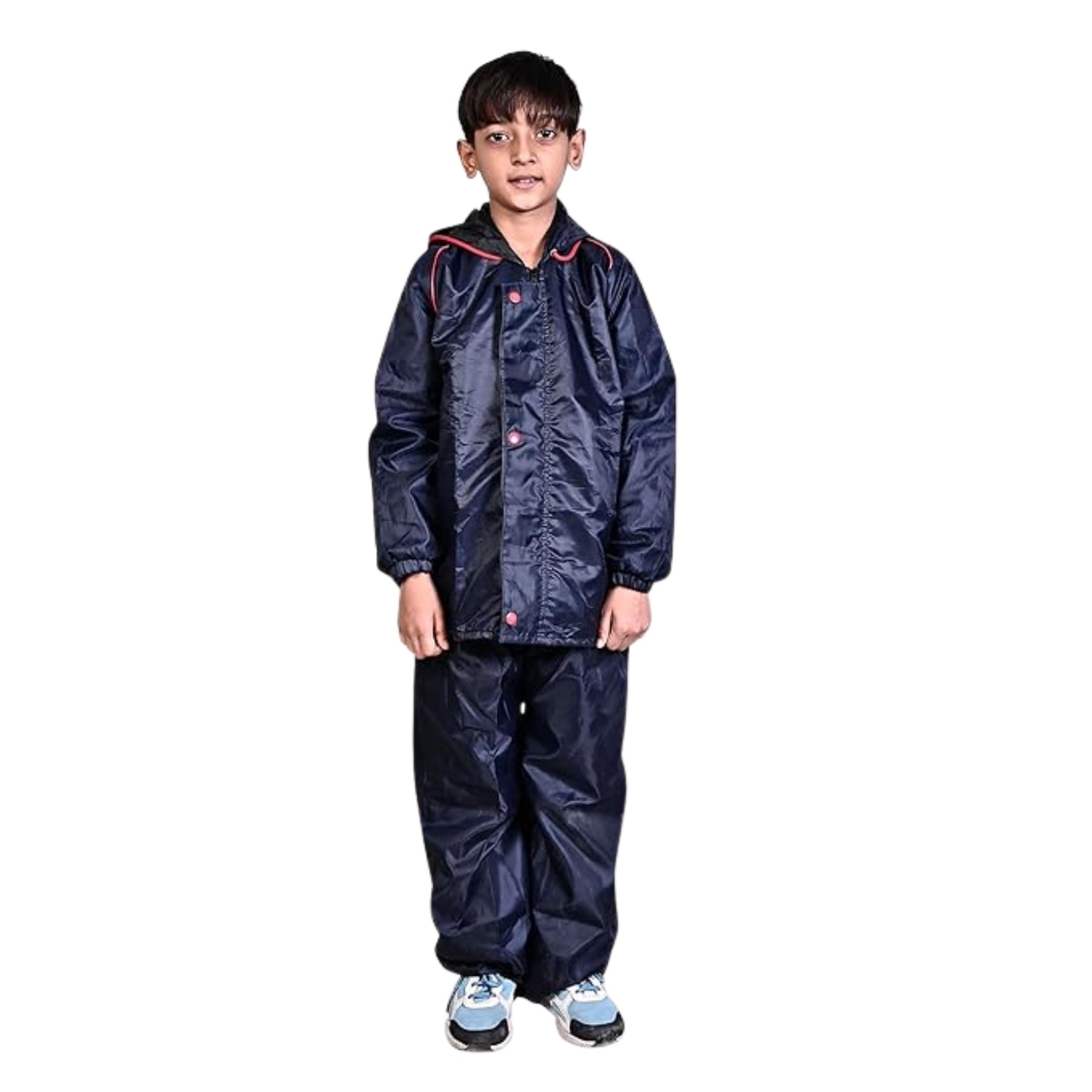 Kids Reversible Waterproof Raincoat with Hood Duke Blue_8-10 Y 